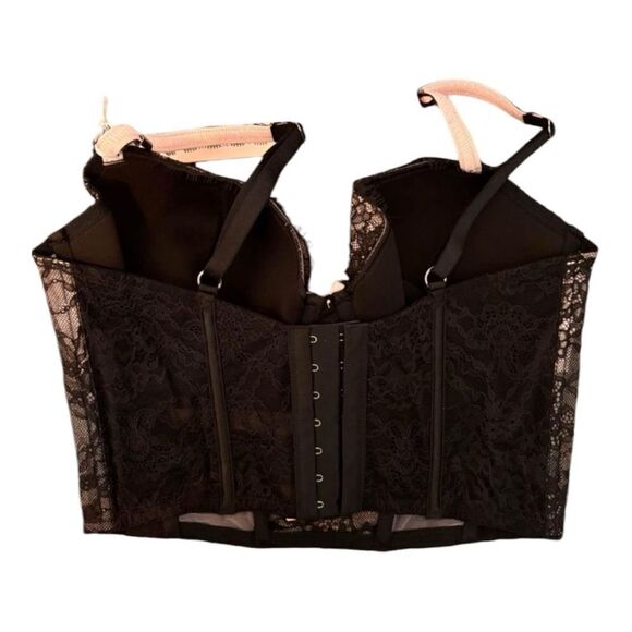 NWT Victoria’s Secret Black Lace Longline Bustier Bra - Size S-DD - Picture 4 of 5